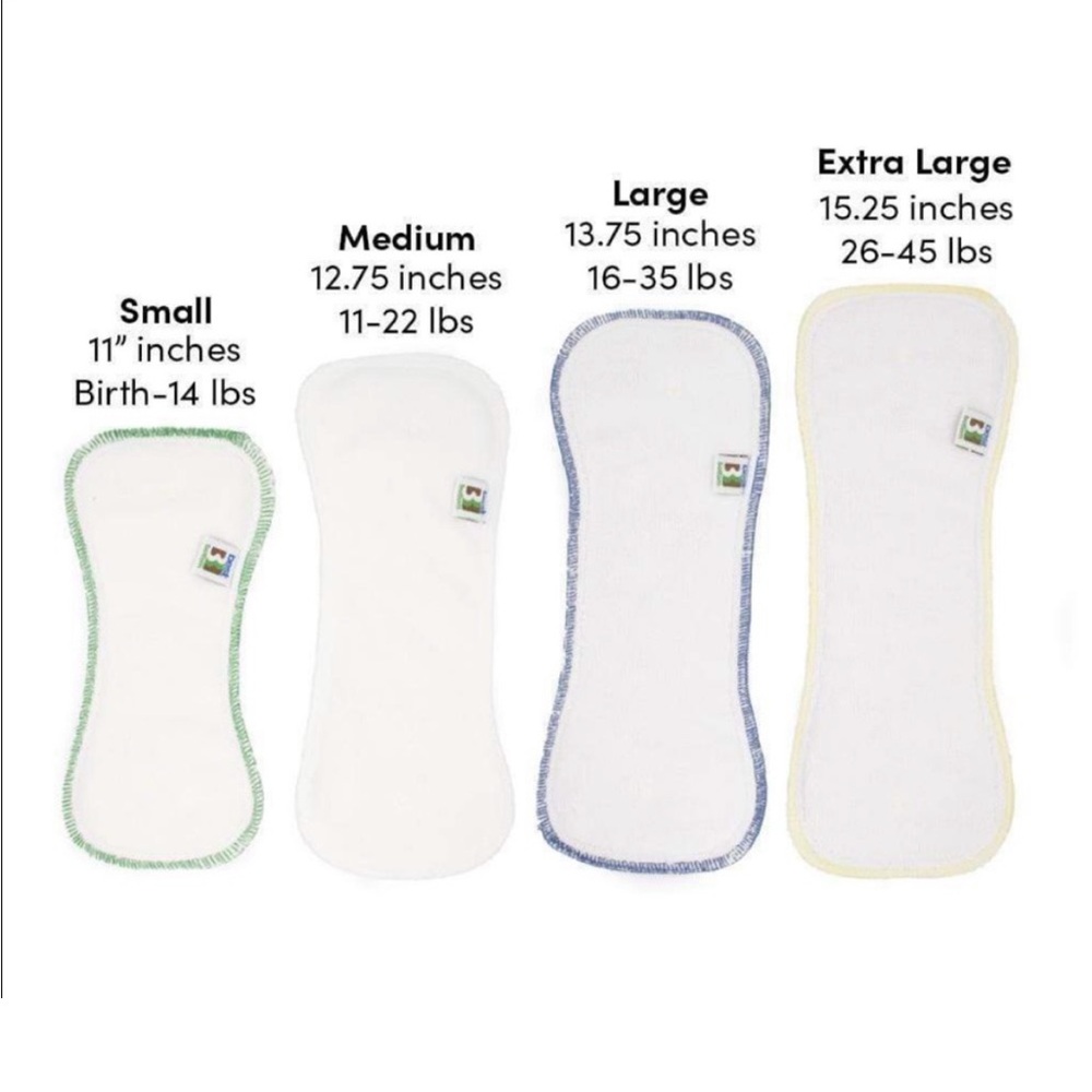 Best Bottom Cloth Diaper Snap On Inserts Hemp Size Large Organic Cotton Set of 4 - Picture 8 of 8